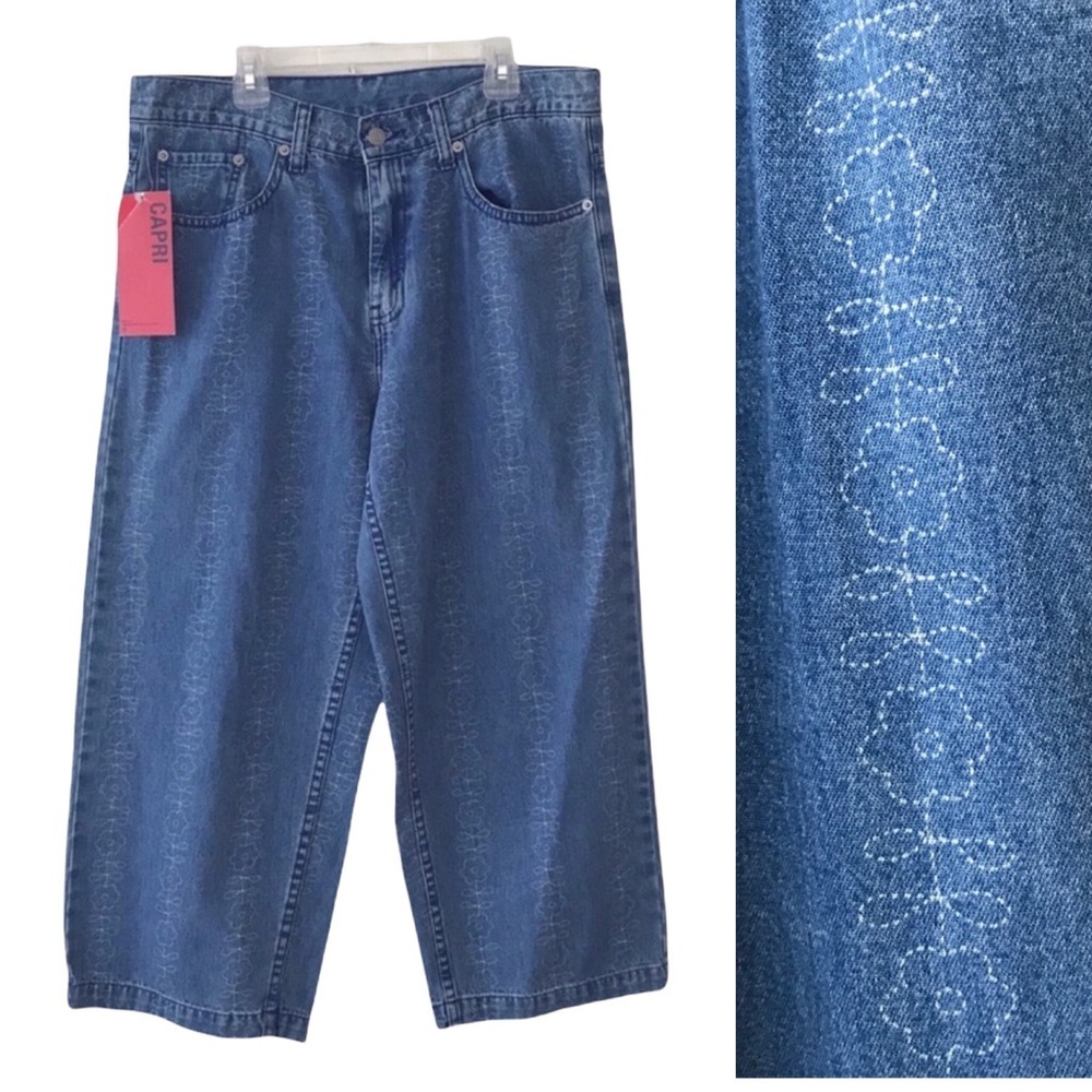Levi’s 577 Nouveau Flower Print Denim Capri Cropped Jeans Levis NWT Size 12
